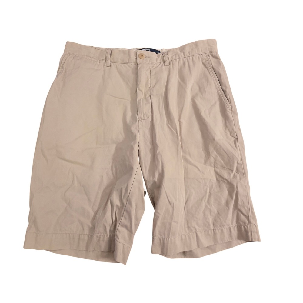 Polo Ralph Lauren Mens Beige Cotton Chino Shorts Size 34 Tan Flat Front 9 Inseam